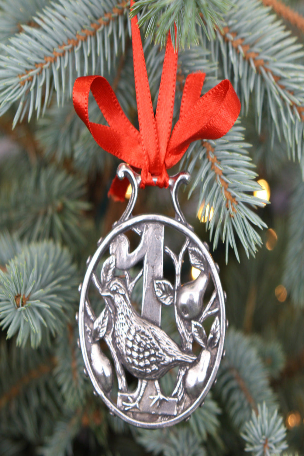 -2 FULL SET 2 DAYS OF CHRISTMAS TREE PEWTER ORNAMENT BAUBLE DEC