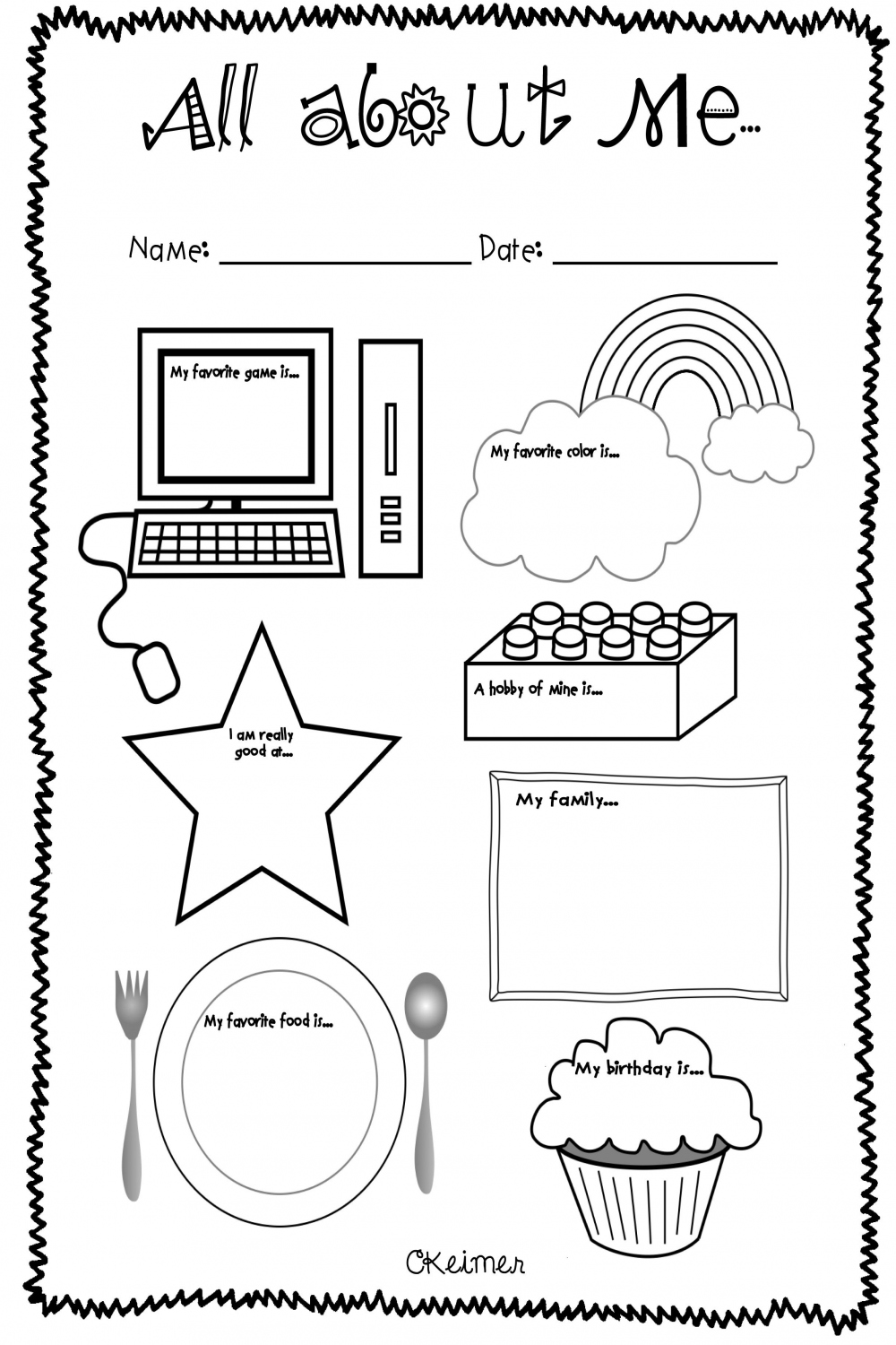 all-about-me-getting-to-know-students-  Kindergarten worksheets