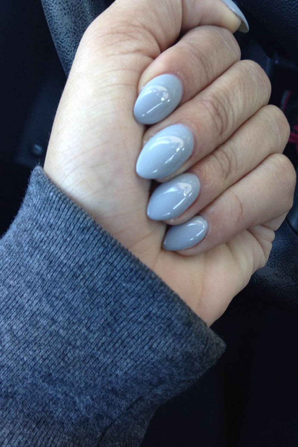 Almond shape nails, gray winter color  Winter nails acrylic, Nail