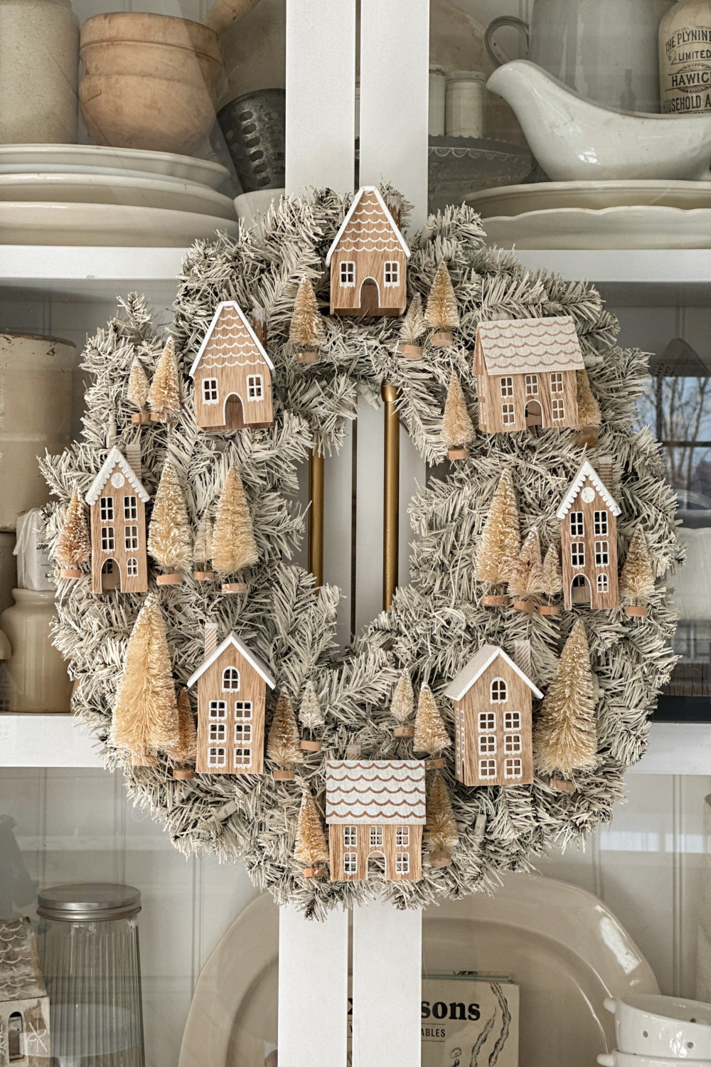 Anthropologie Inspired DIY Christmas Village Wreath - Liz Marie Blog