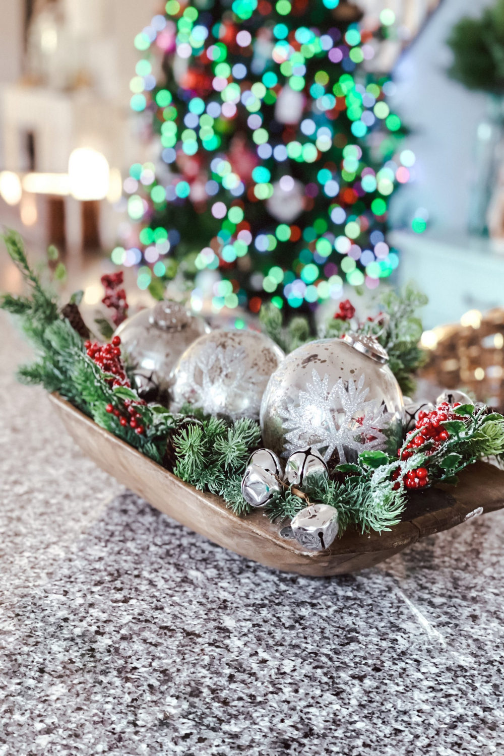 Beautiful Ways To Style A Dough Bowl For Christmas - White Lilac