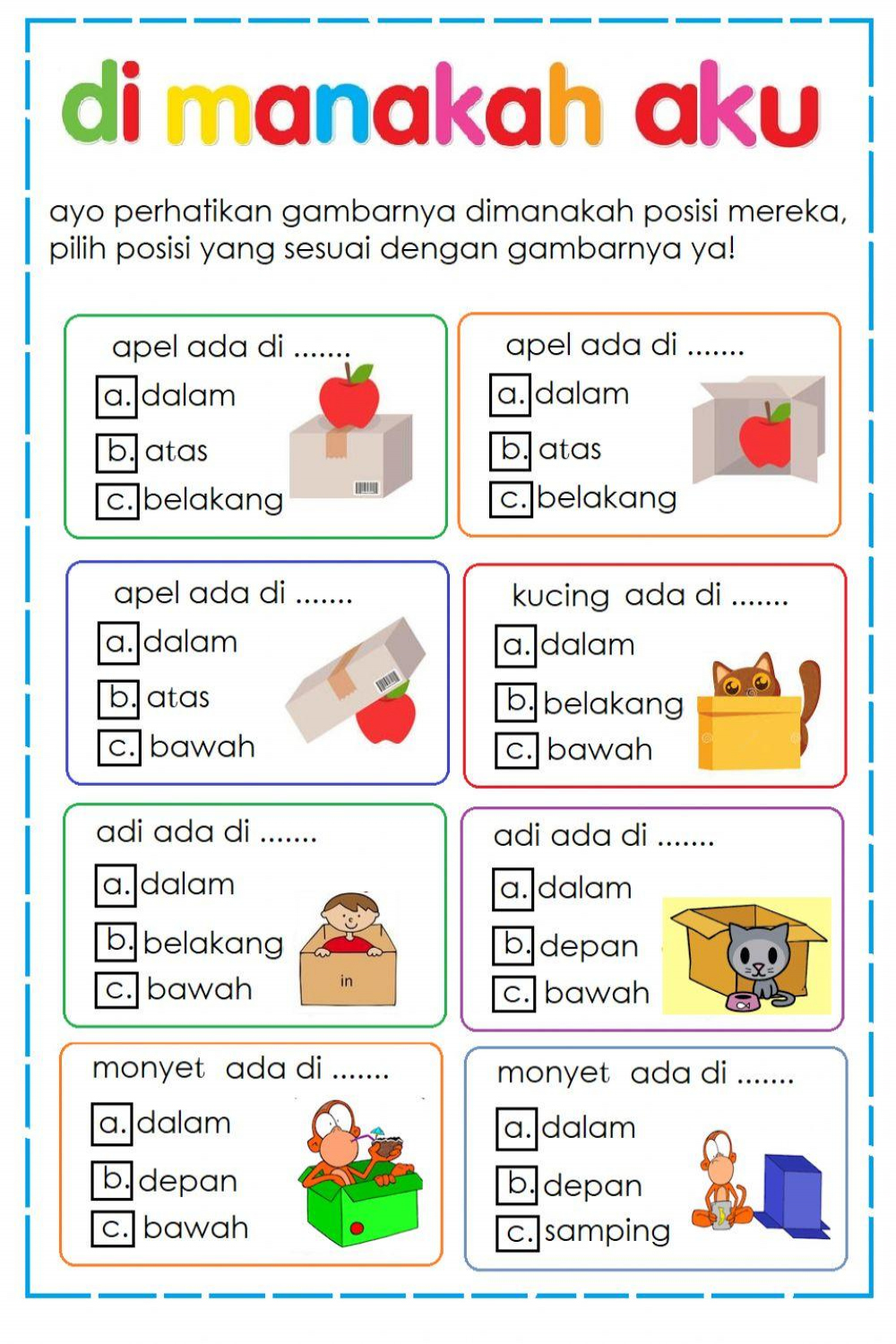 Berbahasa worksheet for kindergarten/TK  Live Worksheets