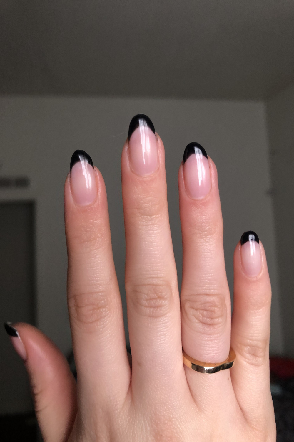 Black French tip almond nails  Fire nails, Cute acrylic nails