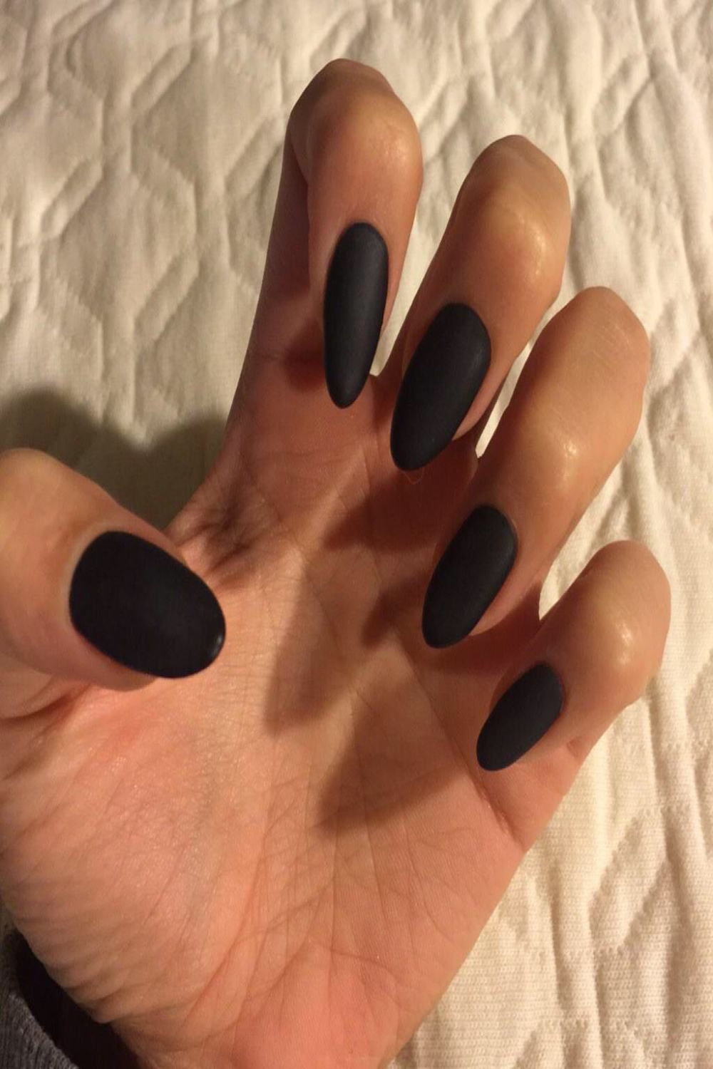 Black Matte Almond Nails  Matte almond nails, Almond acrylic