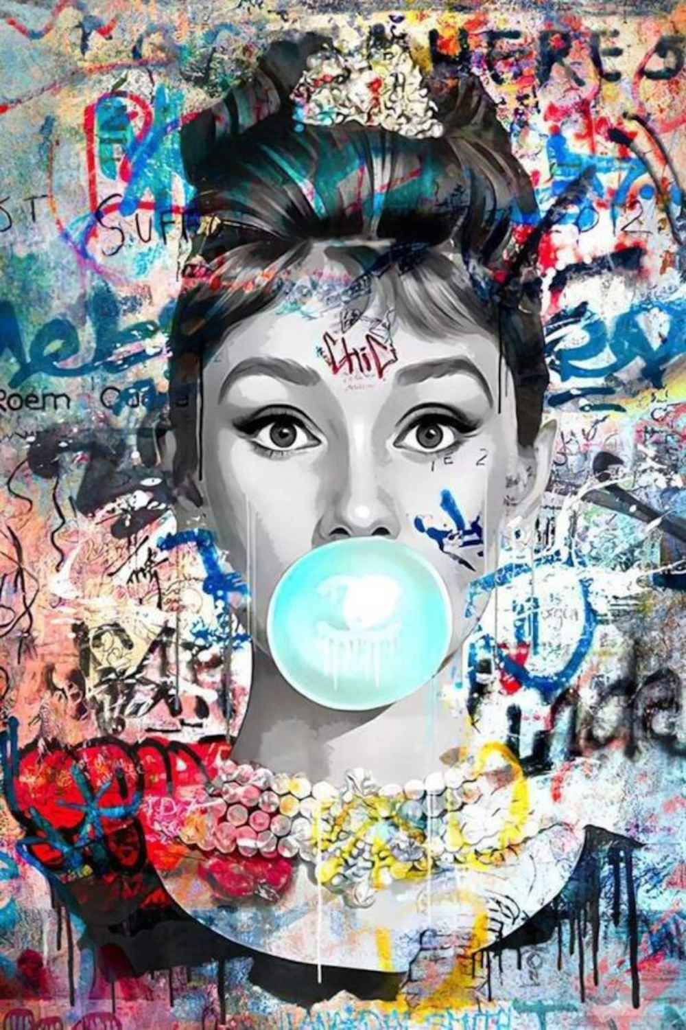 Blowing Bubble Gum Art Brigitte Bardot Marilyn Monroe - Etsy