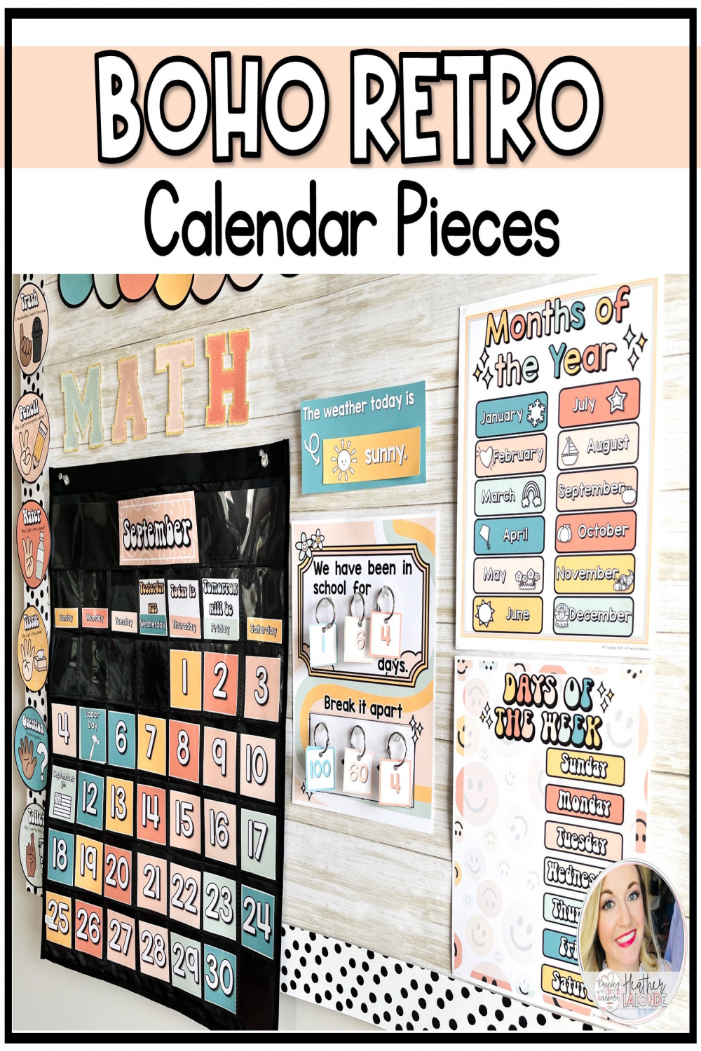 Boho Classroom Calendar Bulletin Board Set Pocket Chart - Etsy