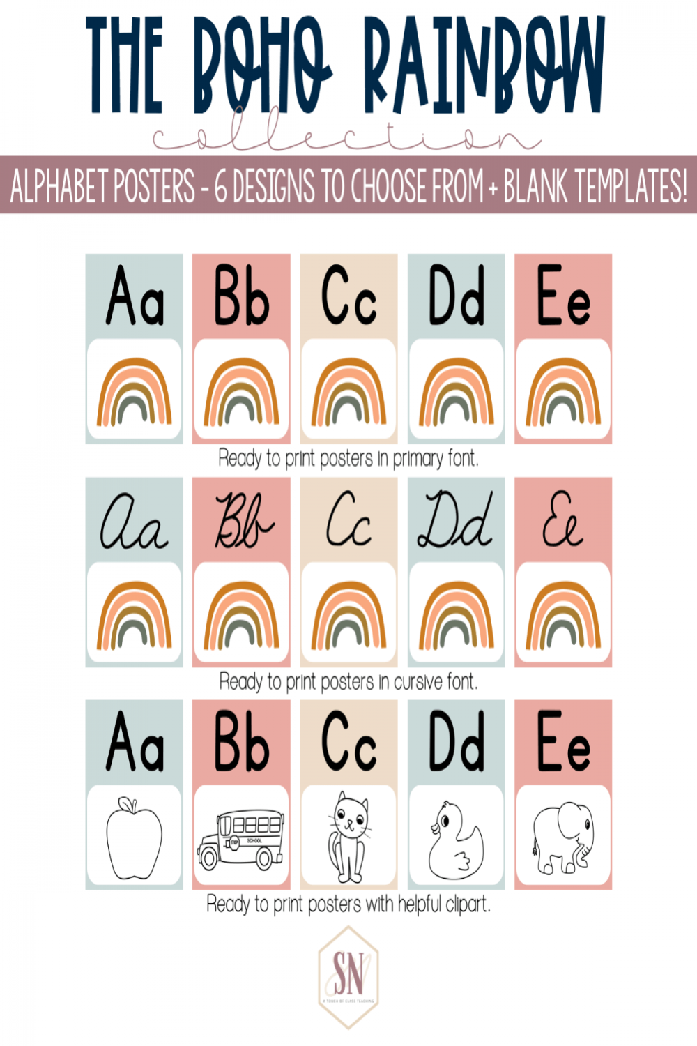 Boho Rainbow Alphabet Posters — Stephanie Nash