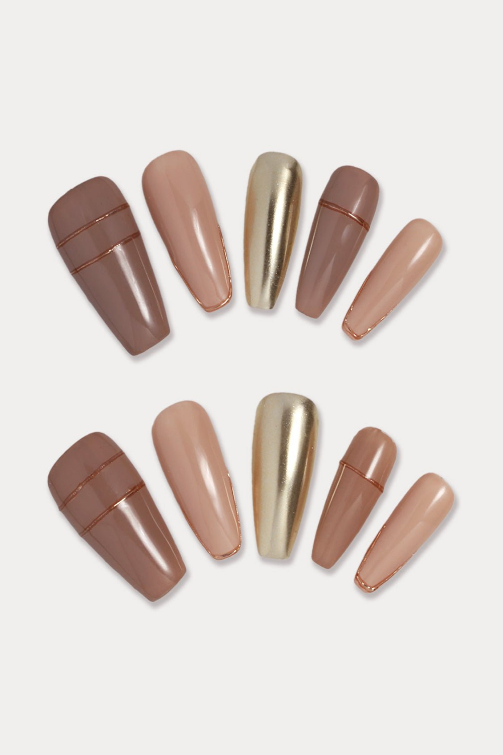 Brown Chrome Powder Nail Set