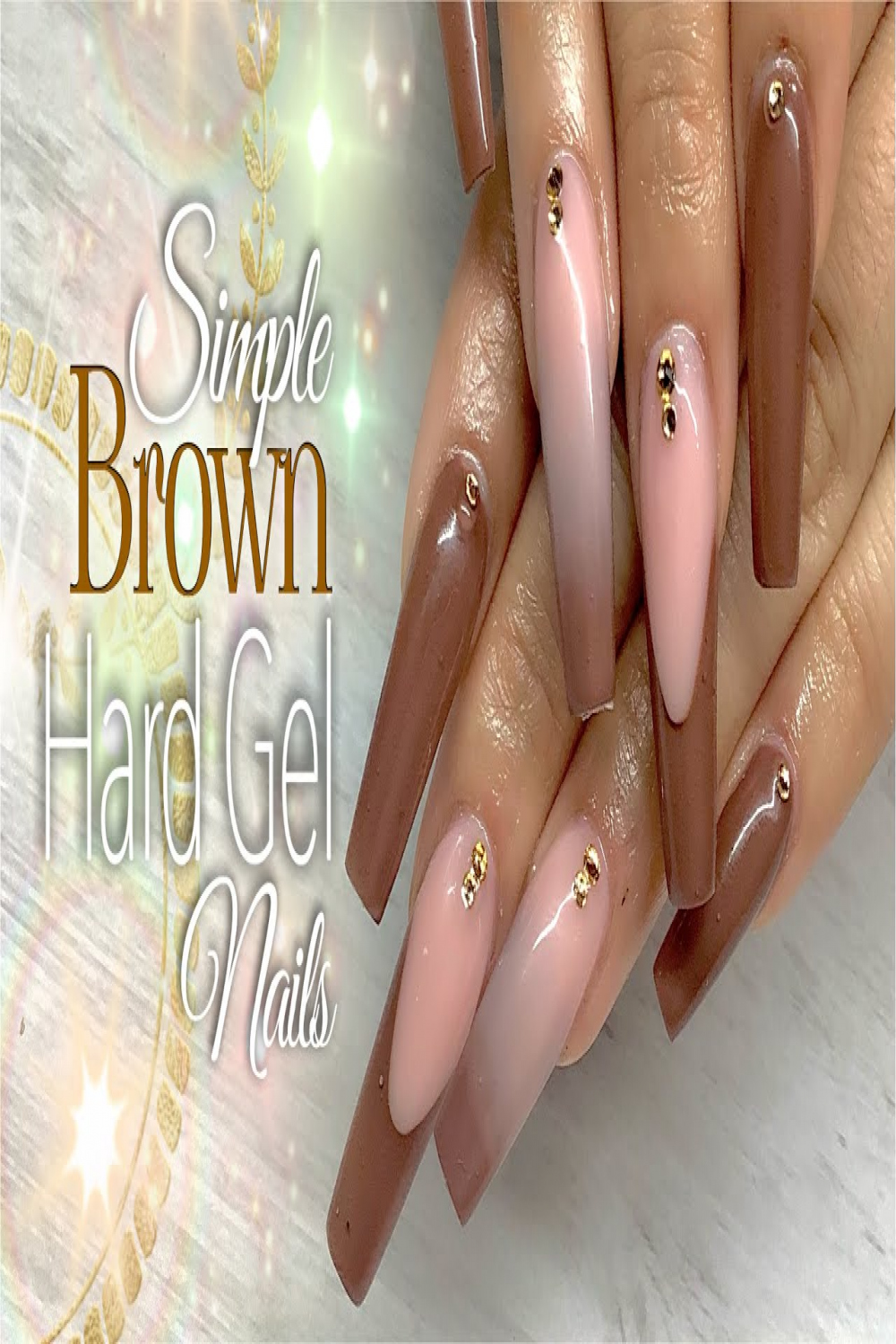 Brown Hard Gel Nails  Simple Birthday Nail Design