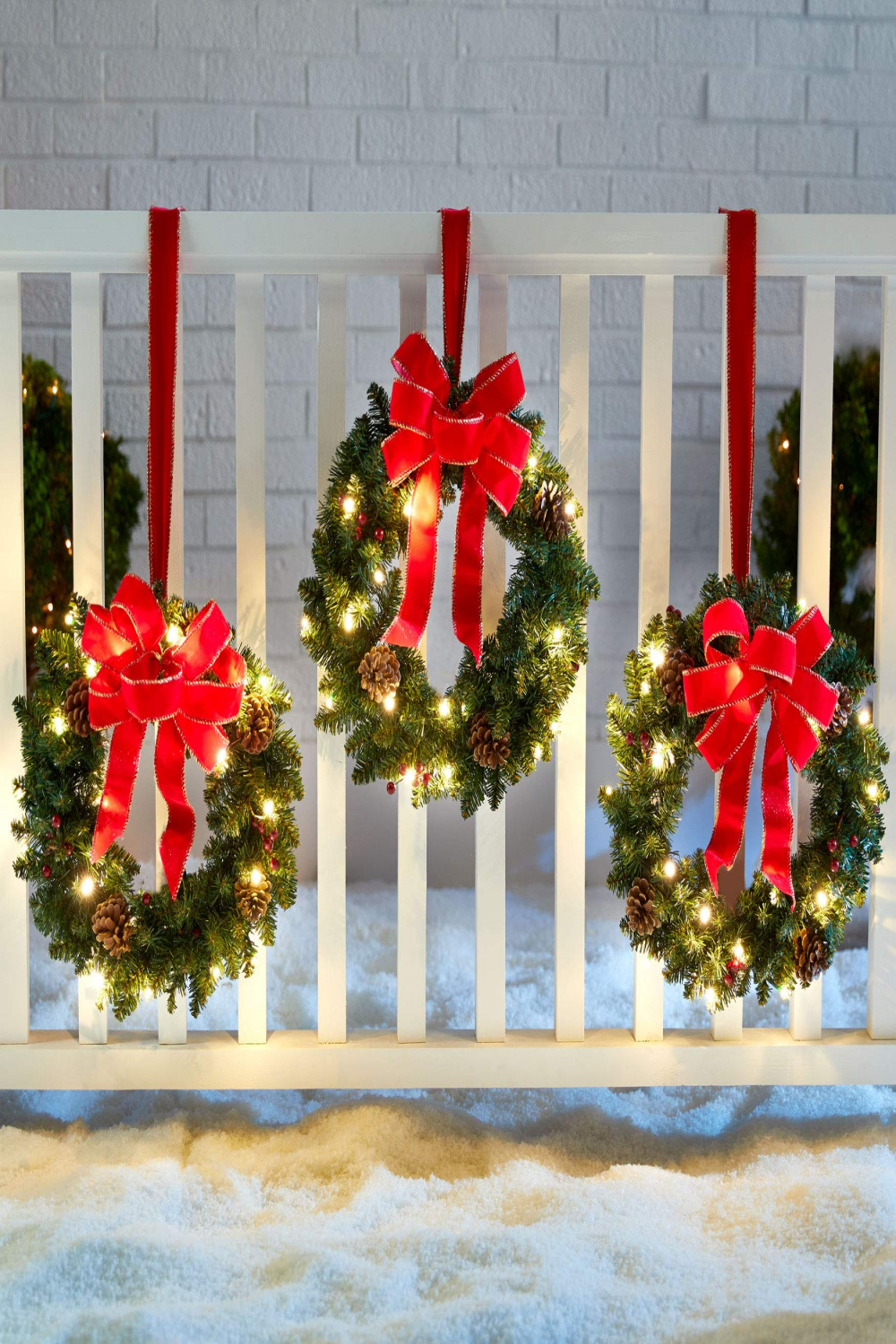 BrylaneHome Set of  Cordless Pre-Lit Mini Christmas Wreaths - Berries