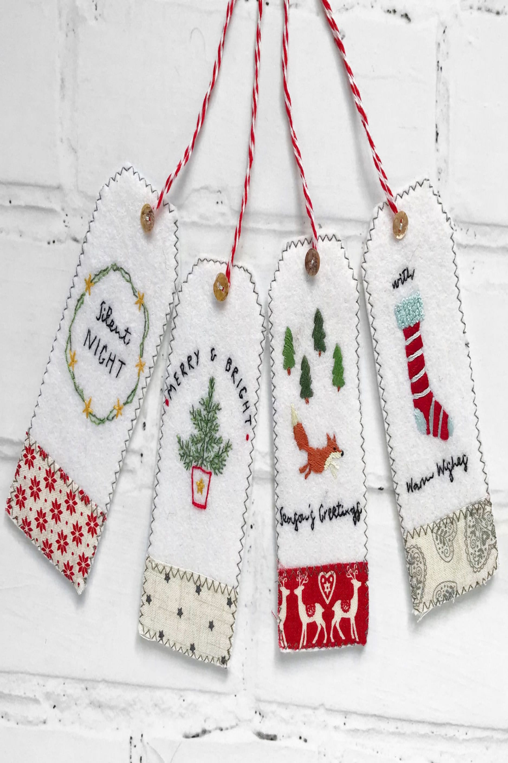 Christmas Gift Tags Hand Embroidery pdf pattern instant download