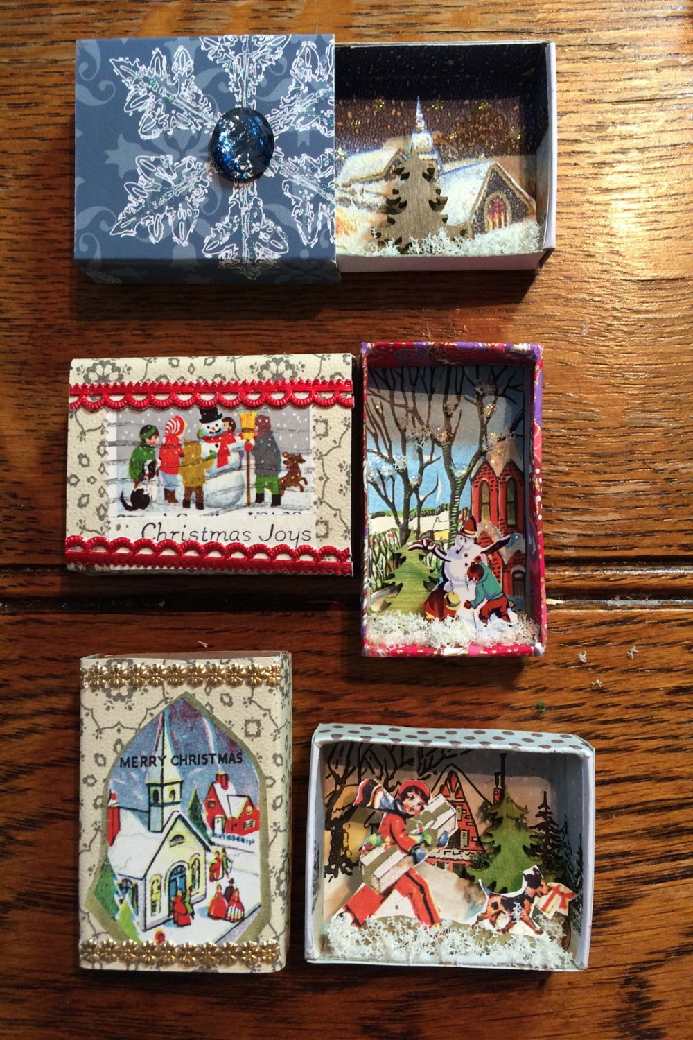 Christmas Matchbox Scenes made by Jane Corbett  Matchbox crafts