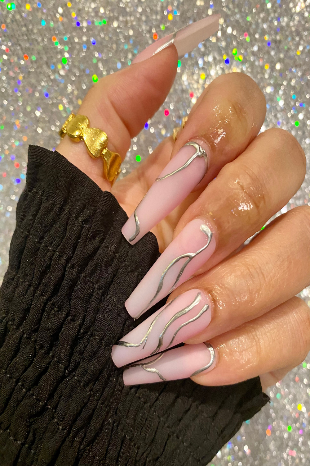 Chrome Lines Nails - Etsy