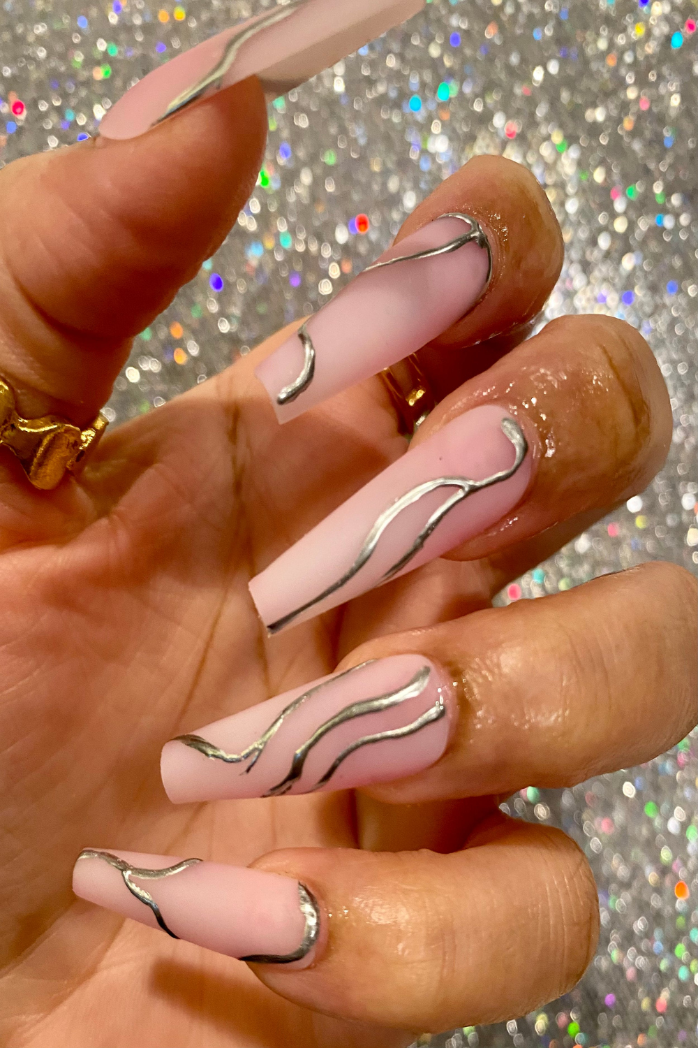 Chrome Lines Nails - Etsy