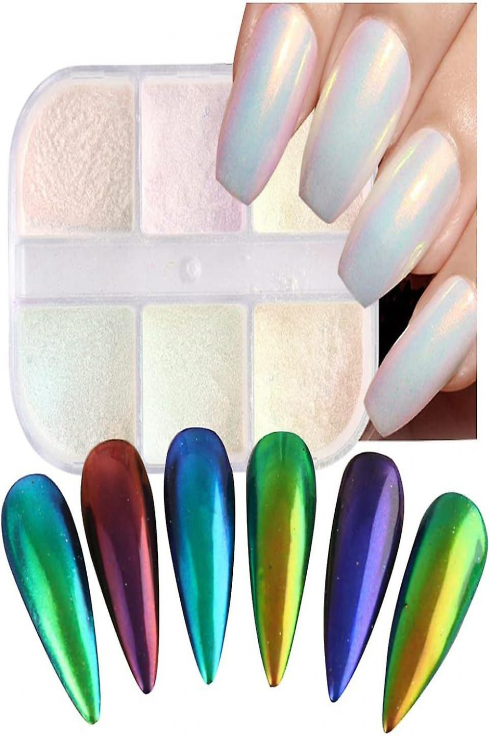 Chrome Nail Powder  Colors Mirror Laser Aurora Nail Powder Aurora