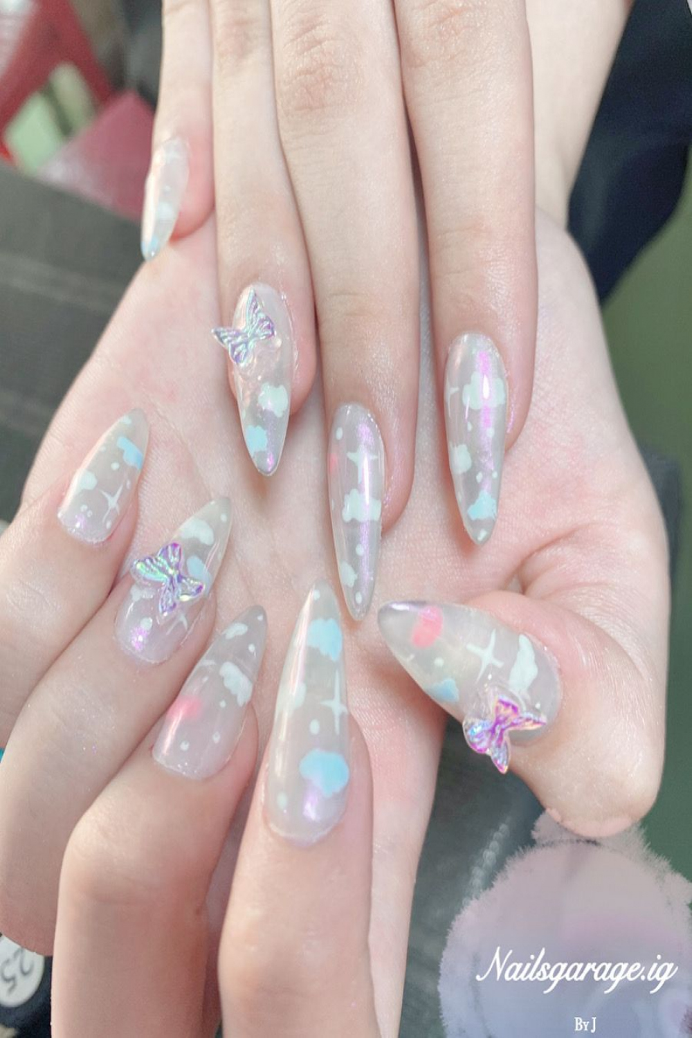 Cloud Dreamy Long Almond Nails