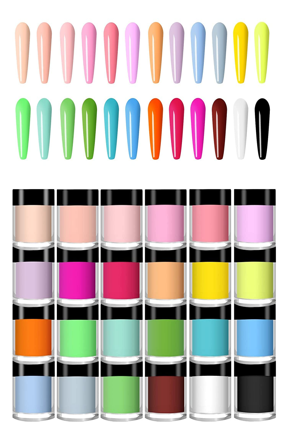 Colors Acrylic Nail Powder Set, Colored Acrylic Powder for