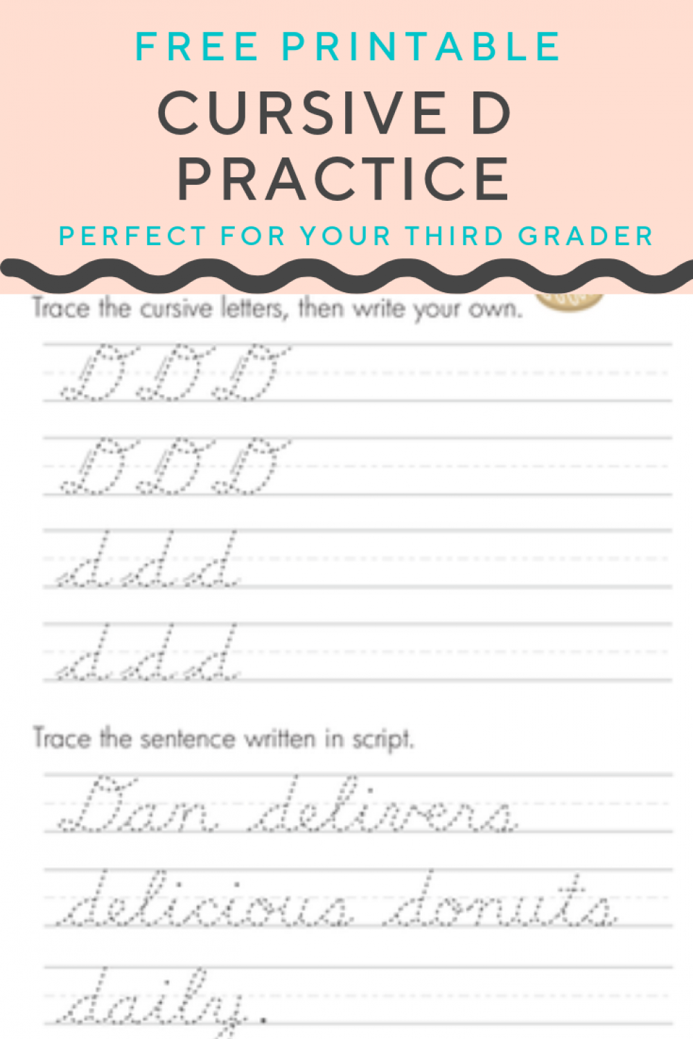 Cursive D  Worksheet  Education