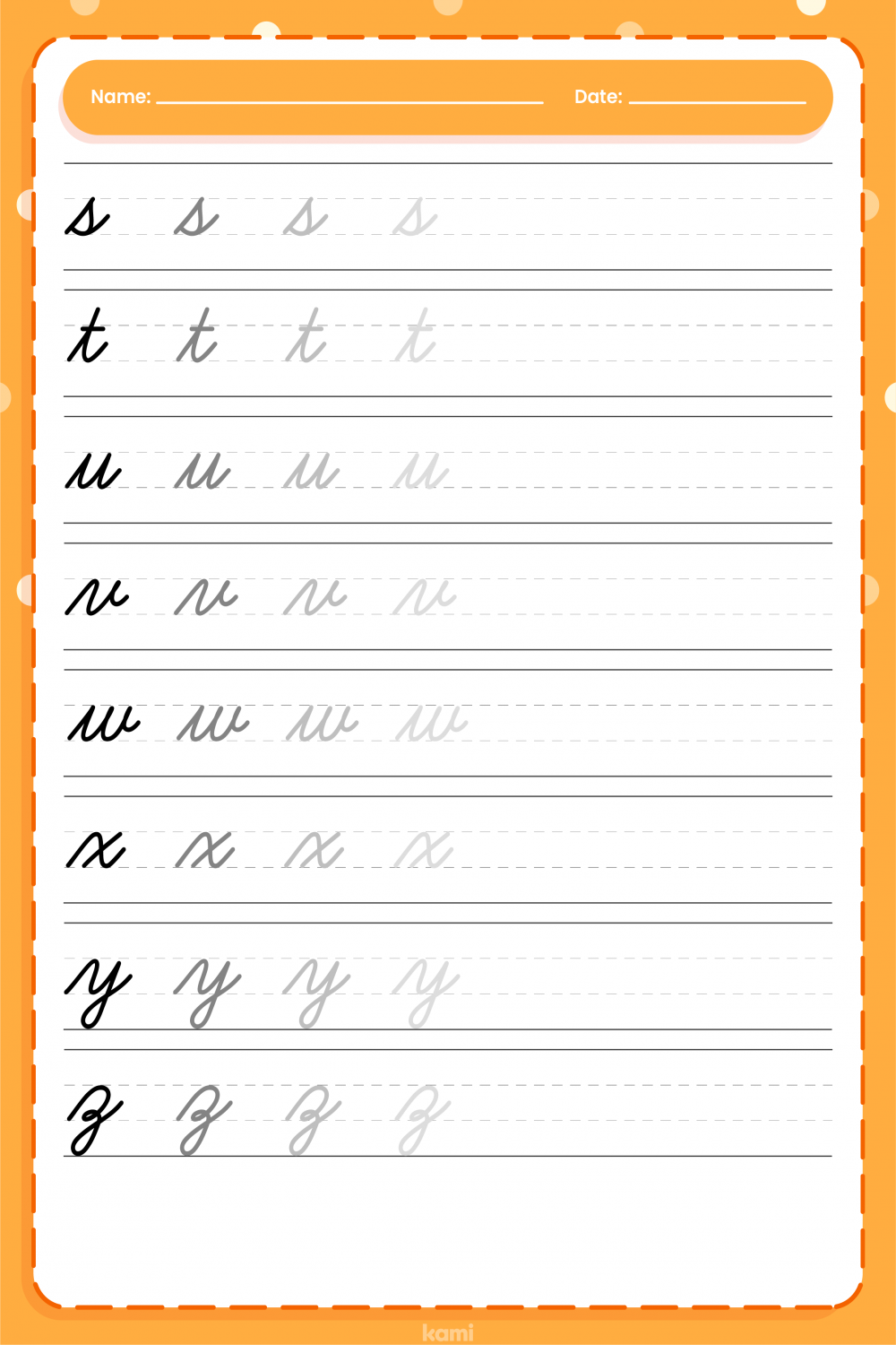 Cursive Handwriting Worksheet  Lowercase for Teachers  Perfect