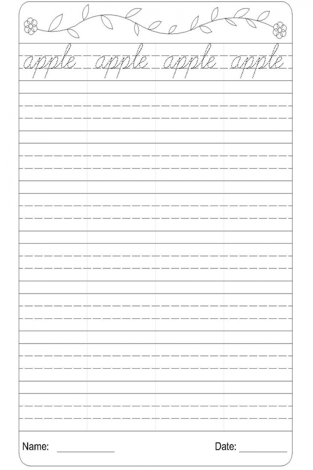 Cursive writing worksheet