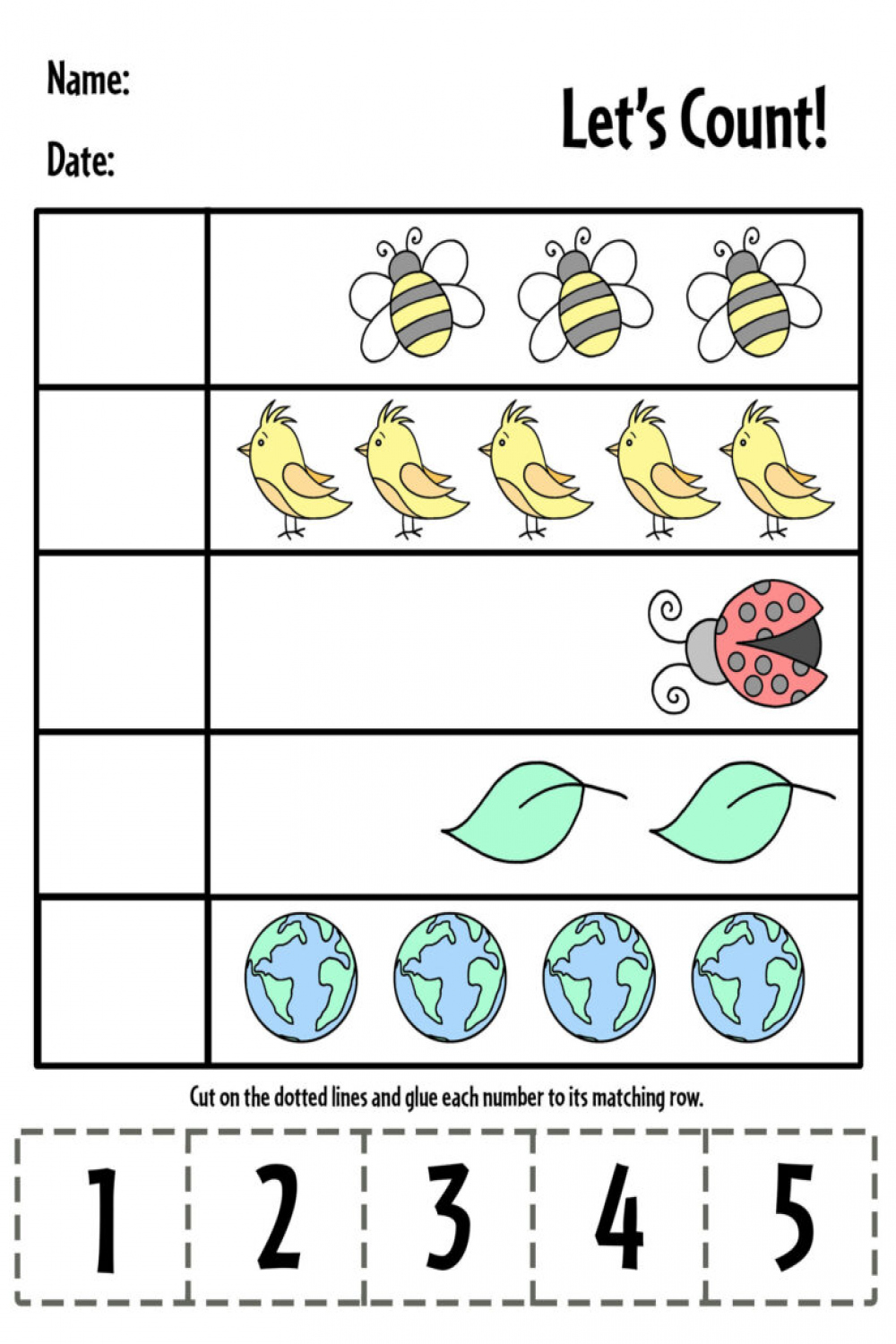 Cut and Paste Numbers - Worksheets for Preschool ⋆ The Hollydog