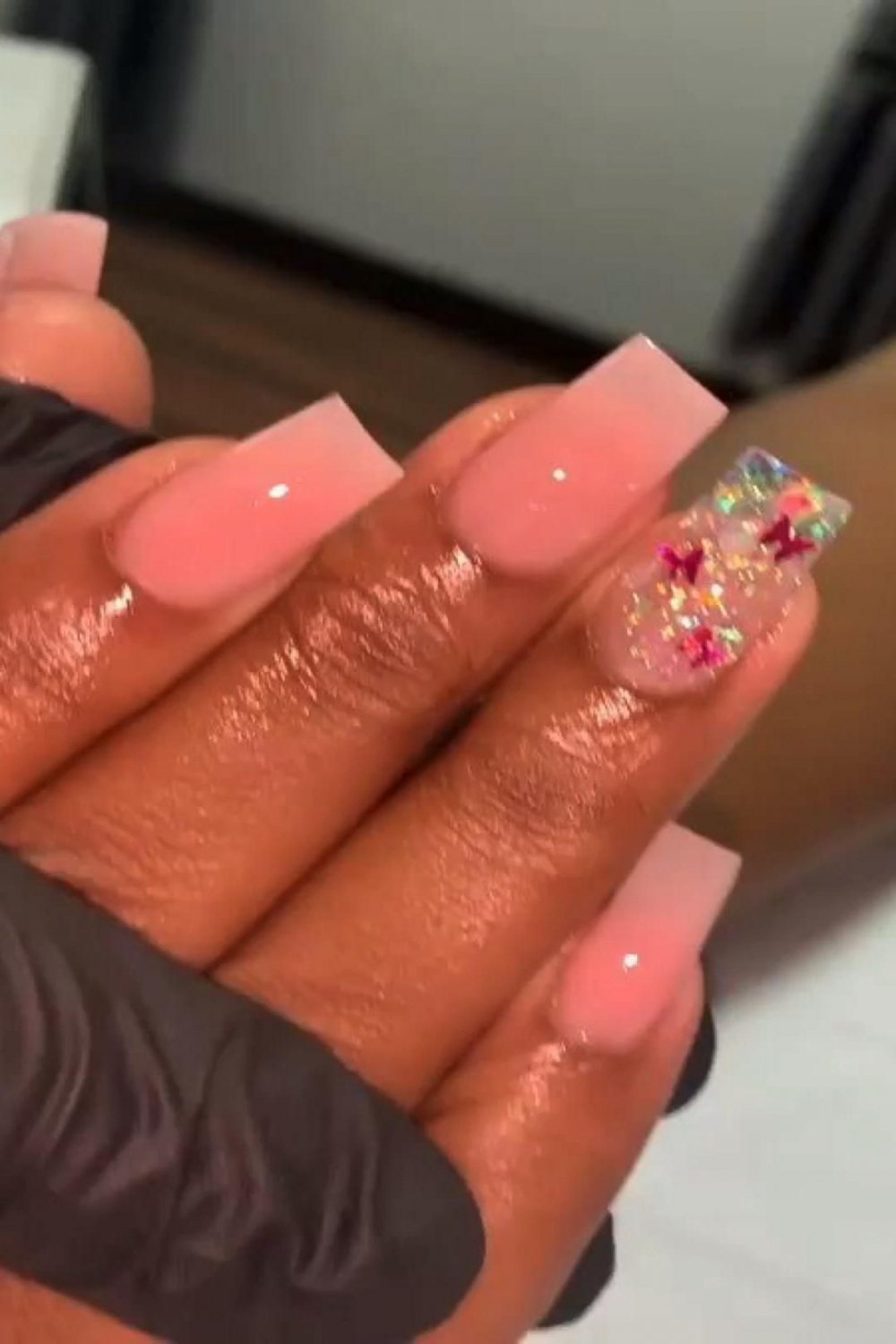 Cute nails🈹birthday nails  Acrylic nails coffin pink, Short