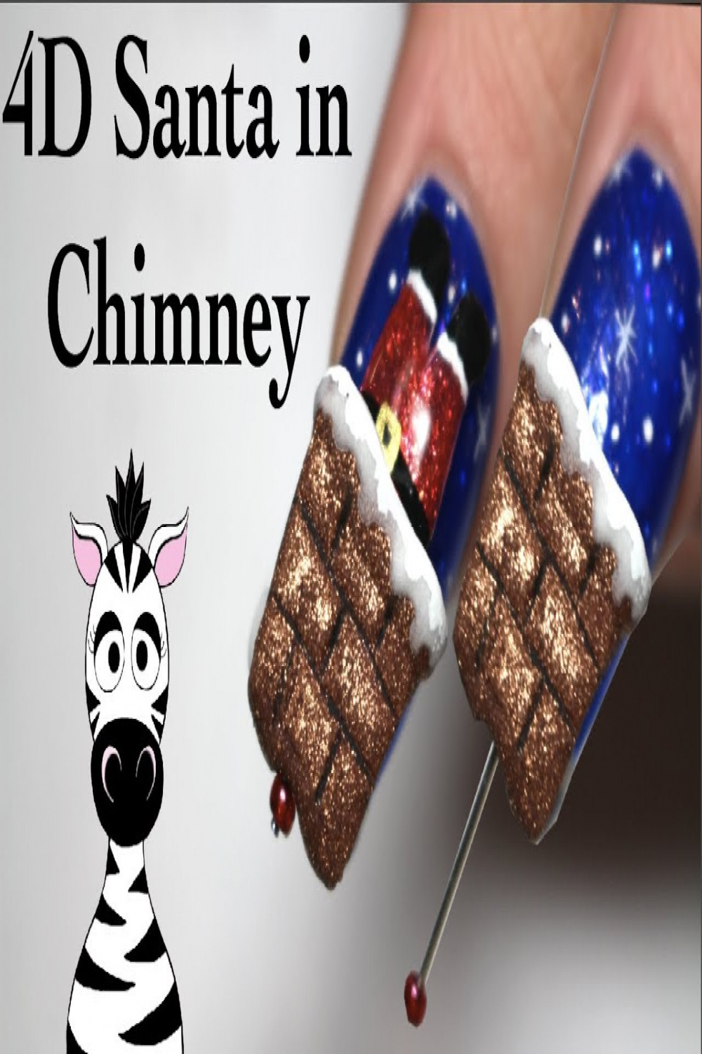 D Santa Claus in a Chimney Acrylic Nail Art Tutorial  Christmas