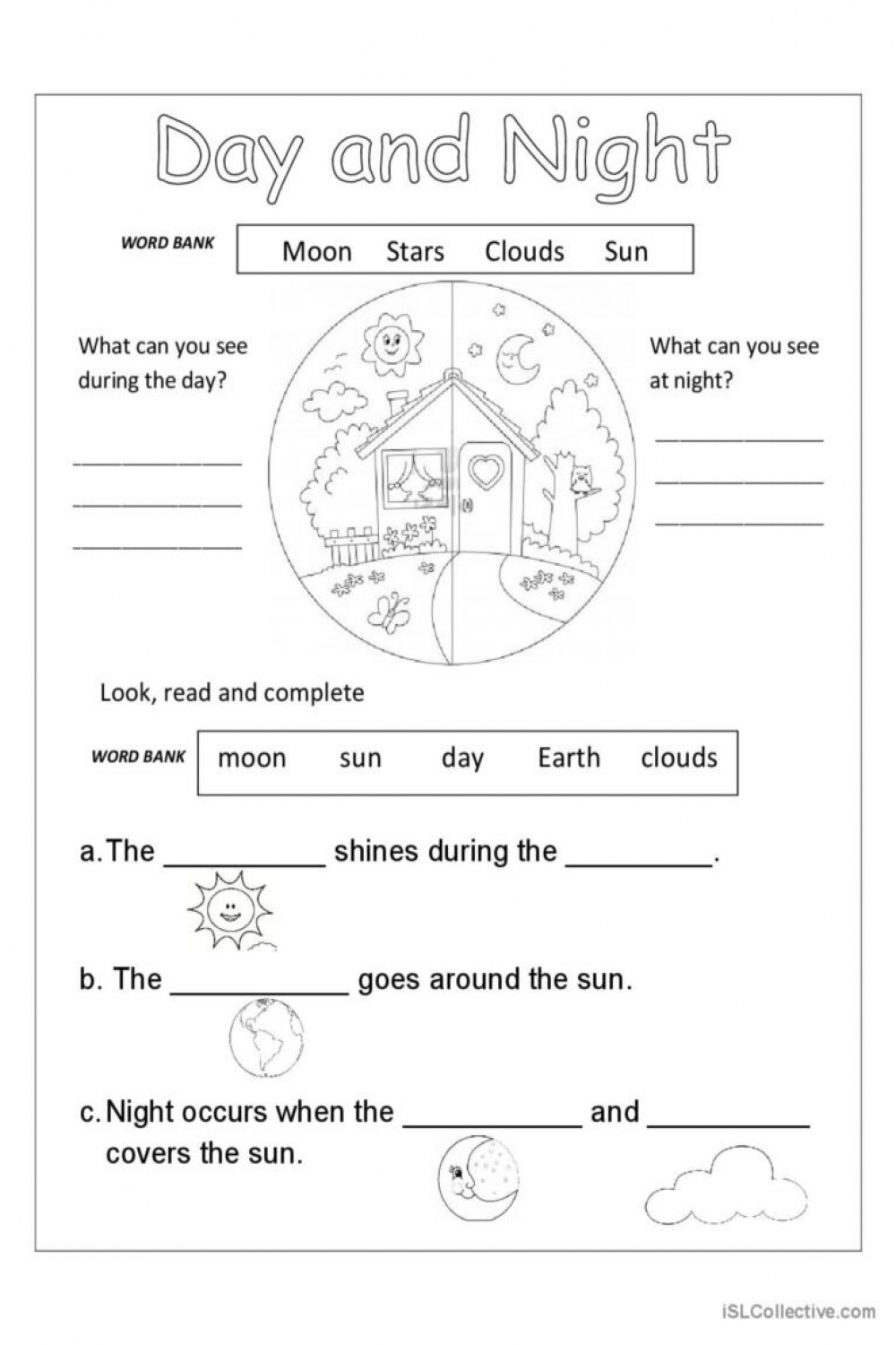 DAY AND NIGHT: English ESL worksheets pdf & doc