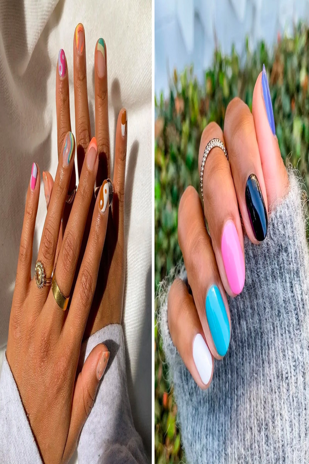 Different-Colored Nails & Mismatched Nail Ideas for   Glamour