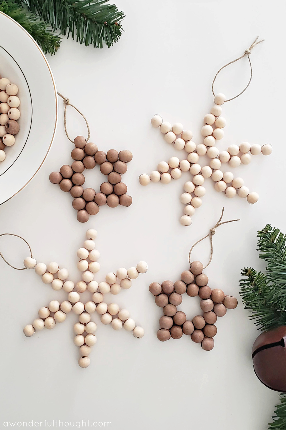 DIY Wood Bead Ornaments - A Wonderful Thought