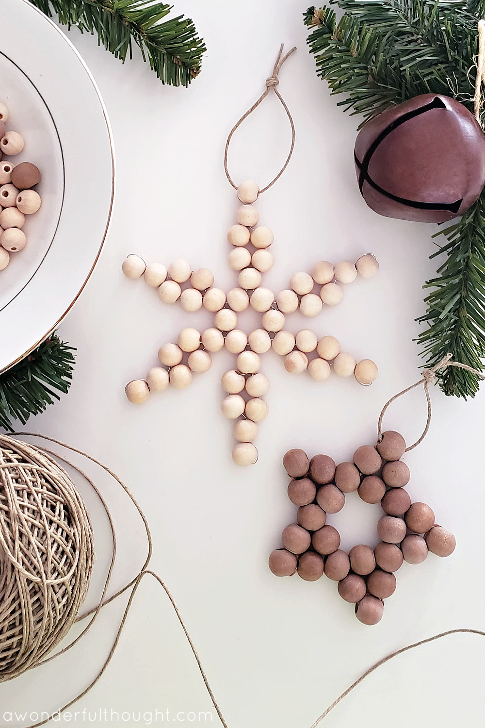 DIY Wood Bead Ornaments - A Wonderful Thought