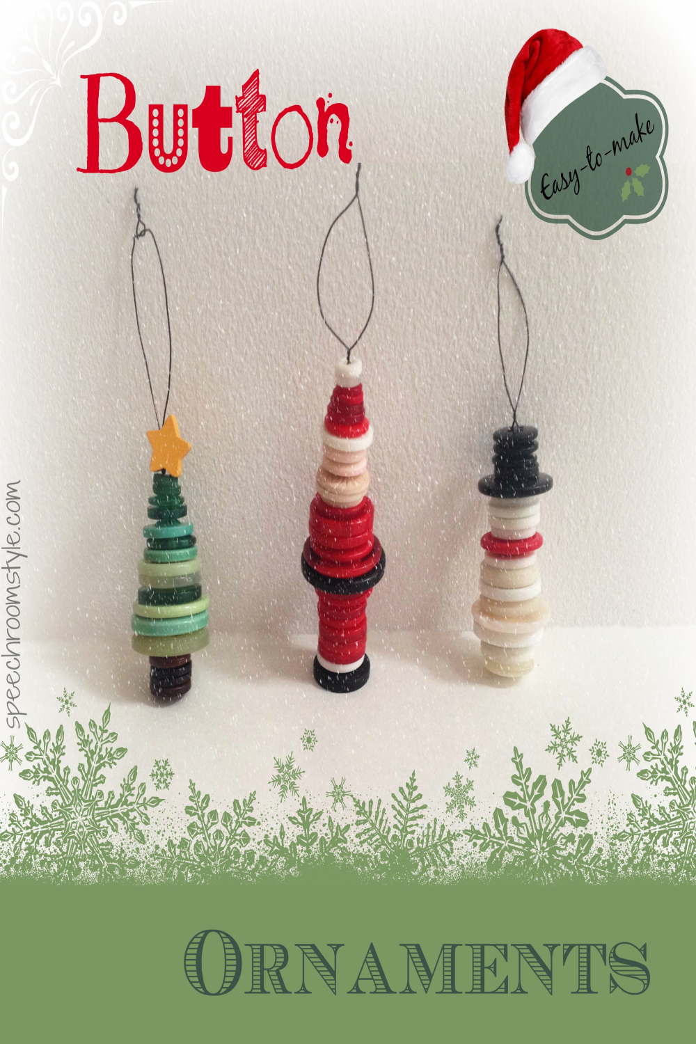 Easy Christmas Crafts: # Button Ornaments - Speech Room Style