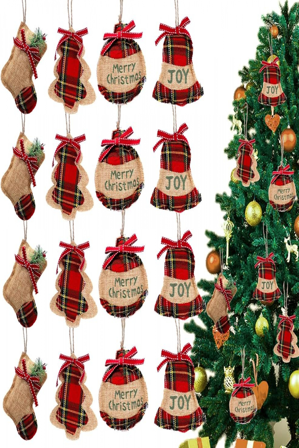 EYOUBE Christmas Tree Ornaments, Rustic Christmas Ornaments