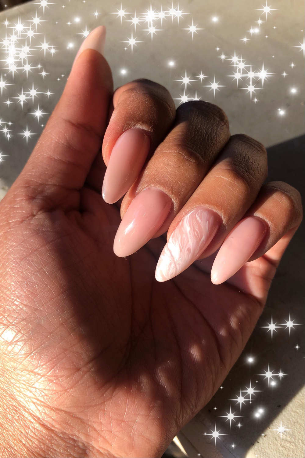 First attempt at marble and almond shape 💅🏽 : r/Nails