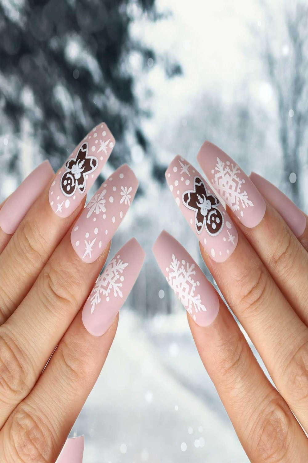 Florry Extra Long Coffin Fake Nails Christmas Snowflake Red Press on Nails  Matte Cloud Acrylic Nails for Women and Girls Pcs(Snowman)