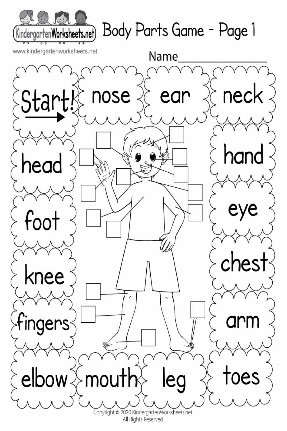 Free Printable Body Parts Game Worksheet