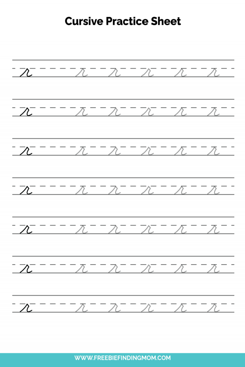 Free Printable Lowercase Cursive Letter R Practice Sheet PDF