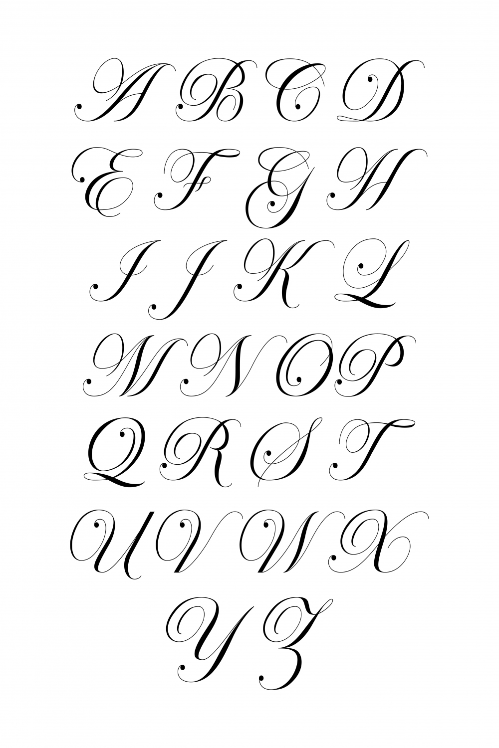 Free Printable Royal Fancy Cursive Alphabet Letters - Freebie