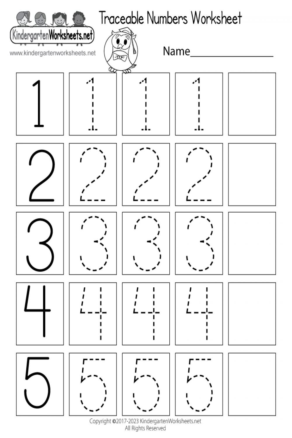 Free Printable Traceable Numbers Worksheet