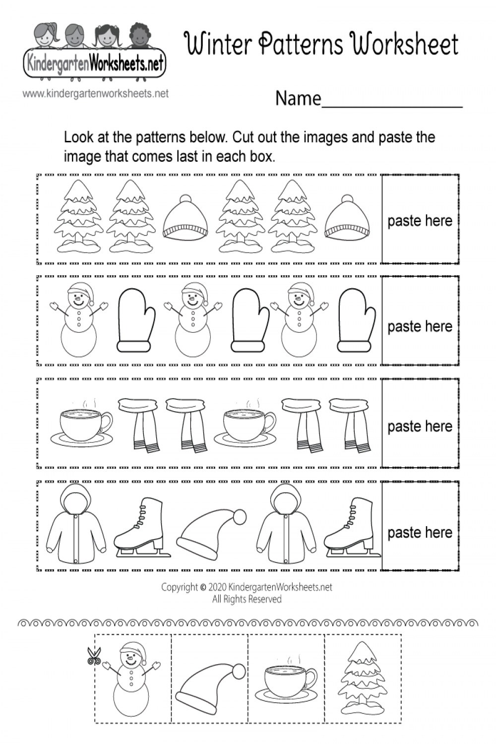 Free Printable Winter Patterns Worksheet