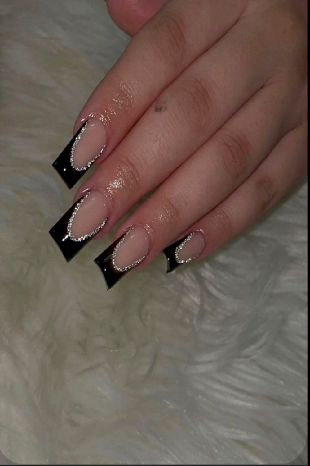 GEORGINA-Press on nails-black French nails-black nails-luxury