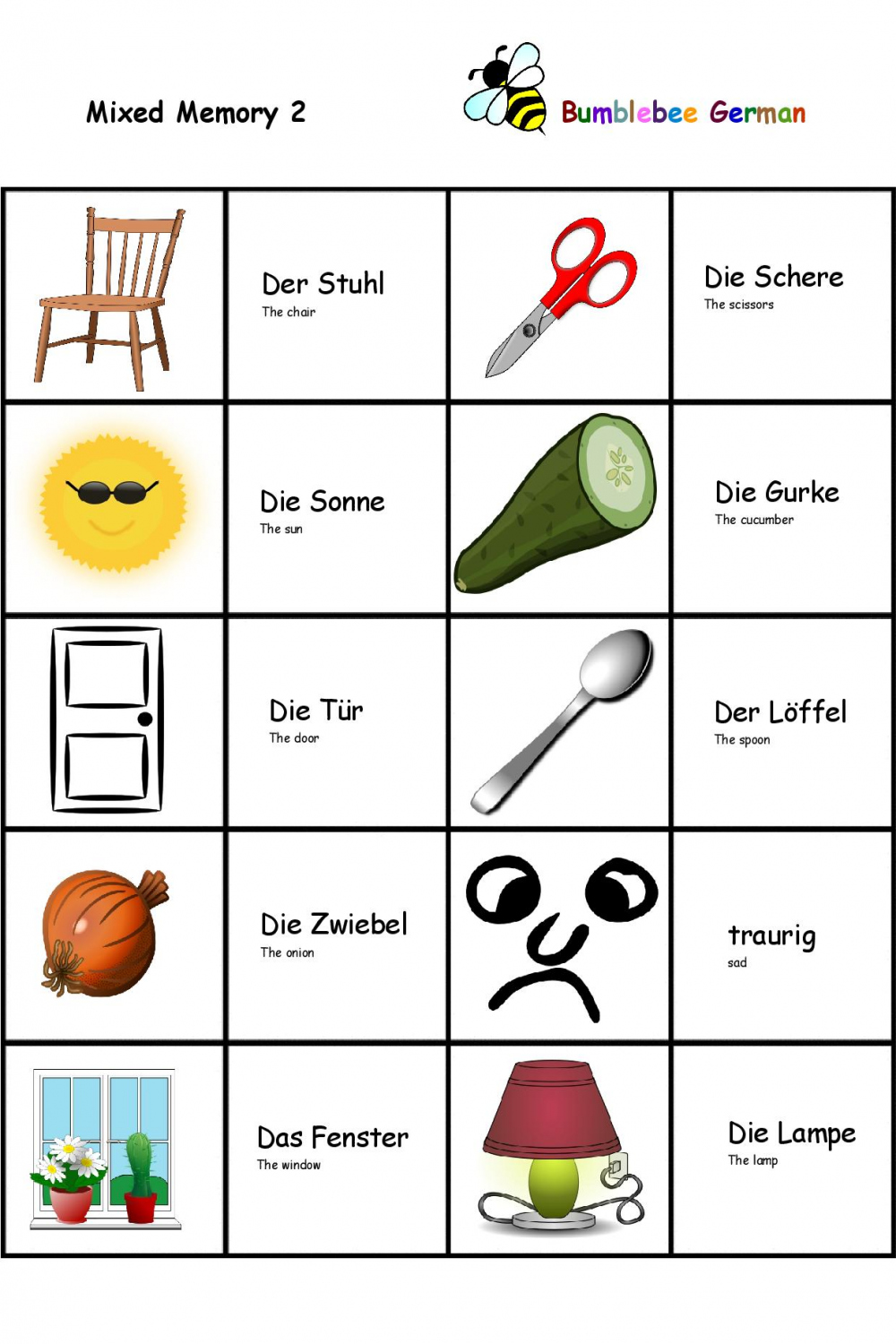 German worksheets for Kids - Printouts - BeeGerman