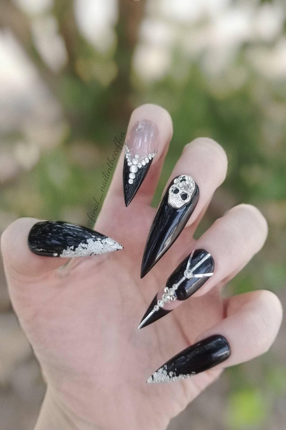 Goth Press On Nails Stiletto Nägel Fake Nails Halloween - Etsy