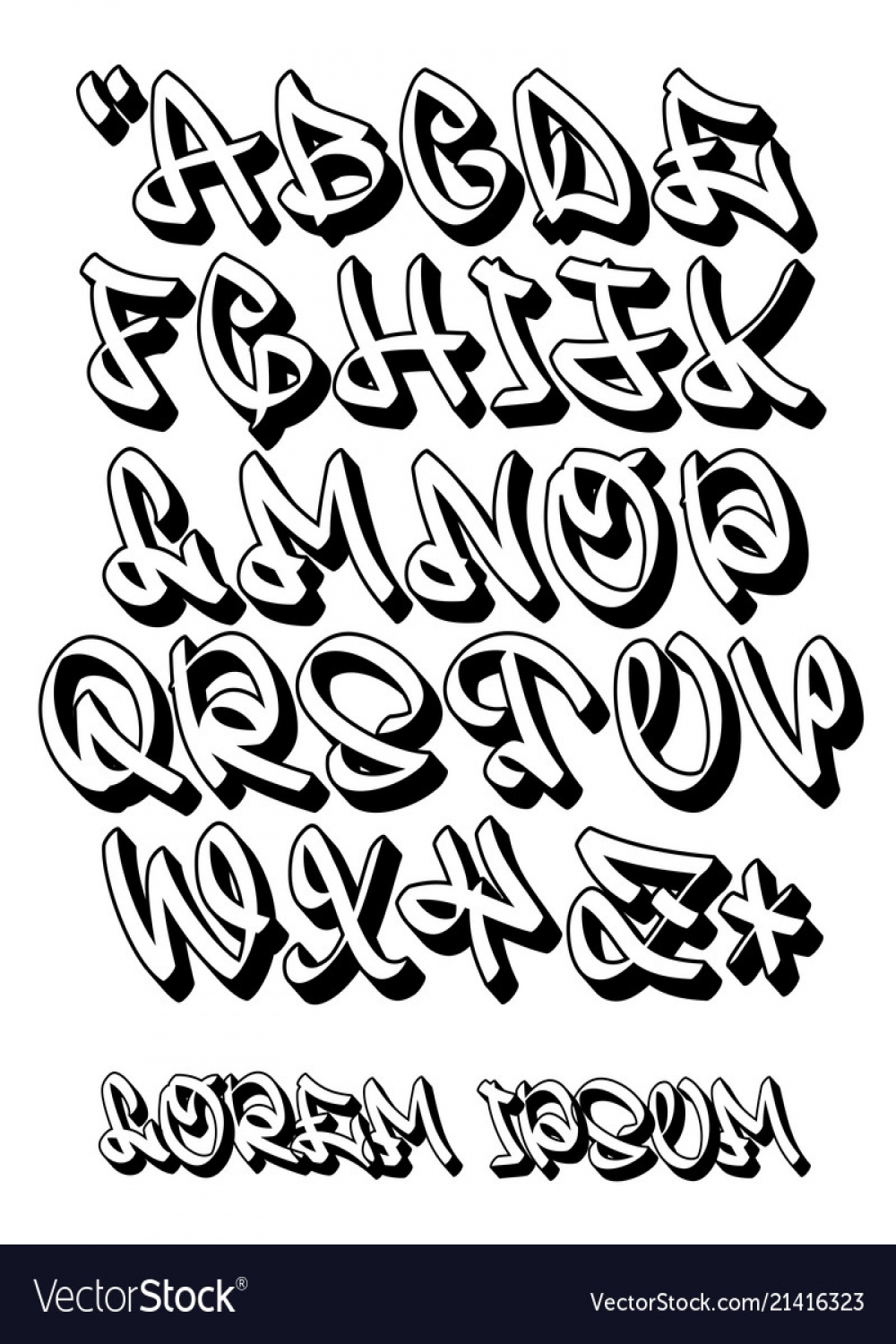 Graffiti alphabet d- hand written - font Vector Image