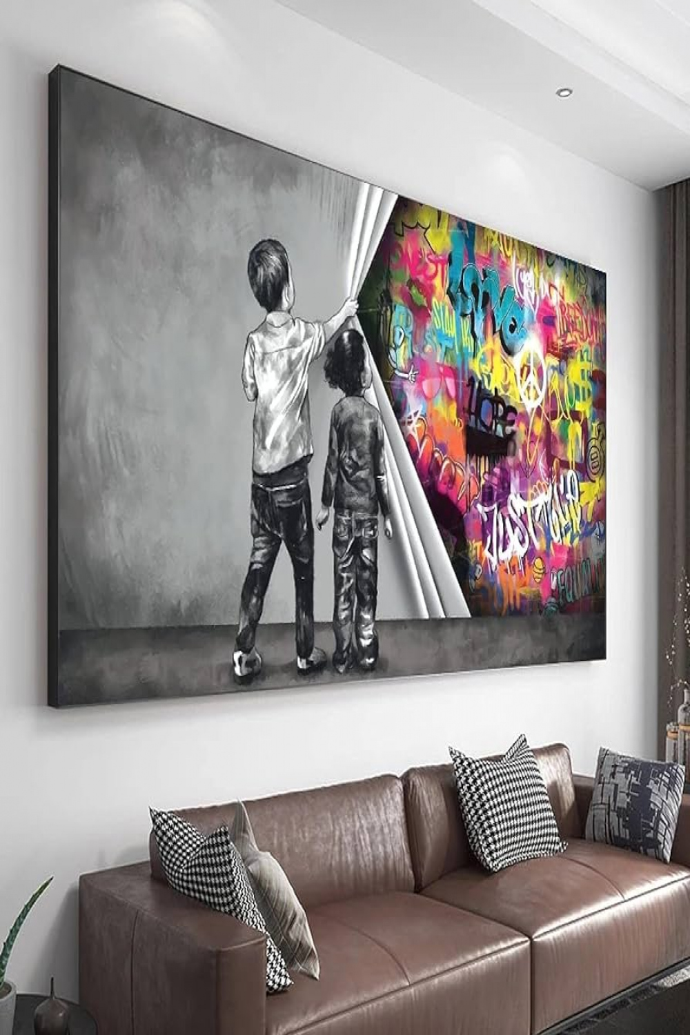 Graffiti Child Uncovered Justice Canvas Painting Modern Abstract Oversized  Print Wall Art Picture for Room Decor Cuadros xcm(.x