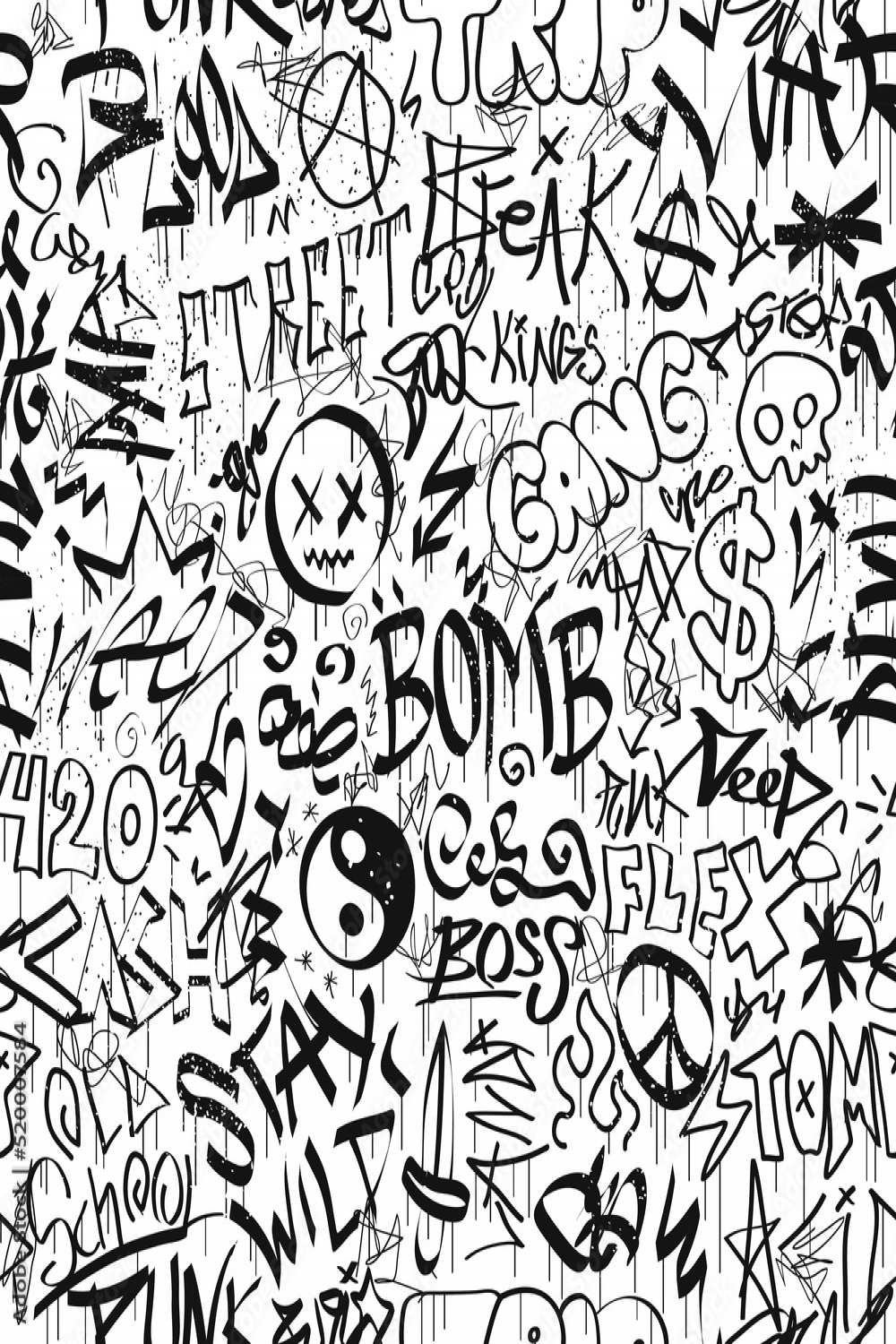 Graffiti quotes seamless pattern wallpaper