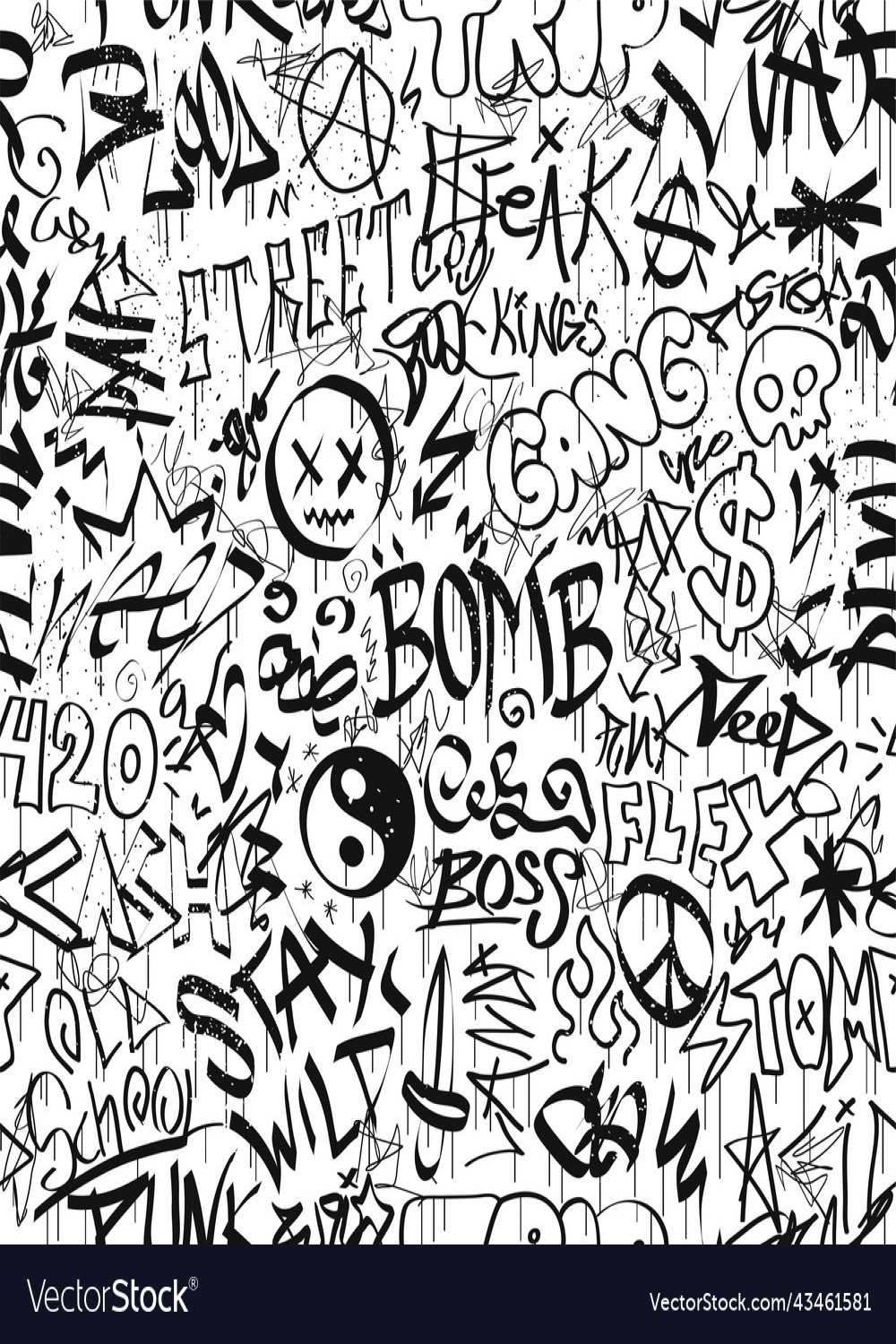 Graffiti quotes seamless pattern wallpaper Vector Image