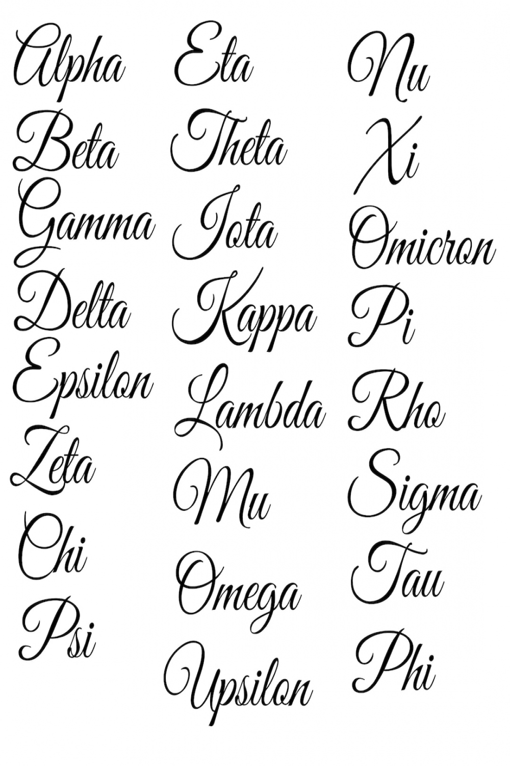 Greek Alphabet Cursive - Etsy