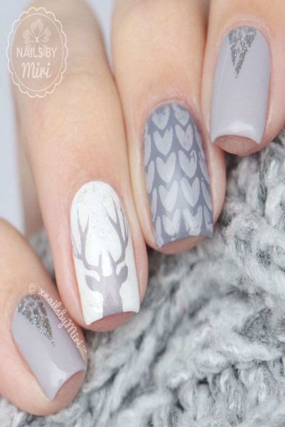 Grey deer nails  Deer nails, Fancy nails designs, Winter nails