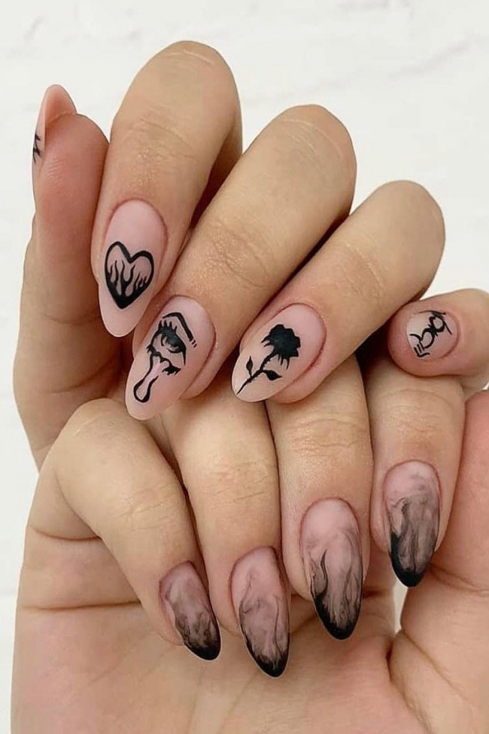 Grunge Nail Art design  Manicura de uñas, Uñas decoradas con